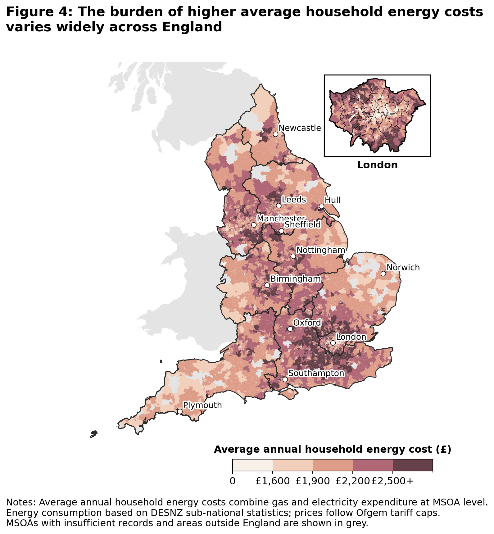 Burden of energy costs across England